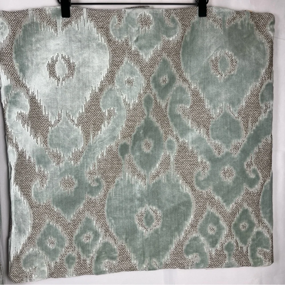 Z GALLERIE Seaglass Blue and Beige Velvet Euro Pillow Cover Shams (2) 32